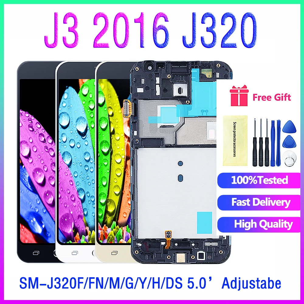 ЖК дисплей для Samsung Galaxy J3 2016 J320F J320FN J320H J320M дигитайзер сенсорного экрана запасная