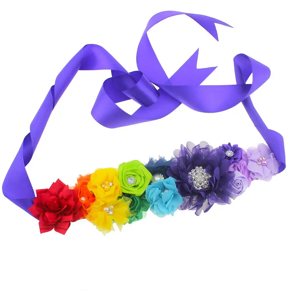 1 шт. женский фиолетовый пояс сатиновый цветок стразы жемчужный свадебное платье