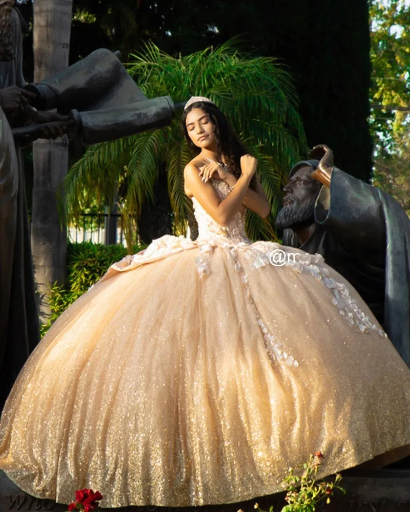 

Очаровательное милое Золотое Пышное Платье с кружевной аппликацией, милое платье 16, пышные платья на заказ 2020