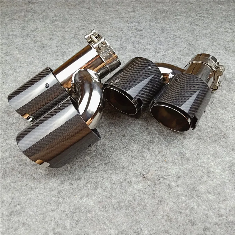 1 пара глянцевые насадки из углеродного волокна для глушителя 63 мм|Выхлопные