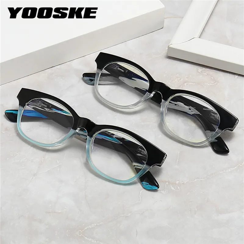 

YOOSKE Classic Round Reading Glasses Men Women Hyperopia Eyeglasses Elderly Read Newspapers Eyewear With Diopter +100 150~400