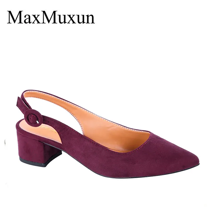 burgundy MaxMuxun Женщины Sexy Slingback острым носом туфли на высоком каблуке Блестящий каблук Кроко-эффект Летние платья - Цвет: burgundy