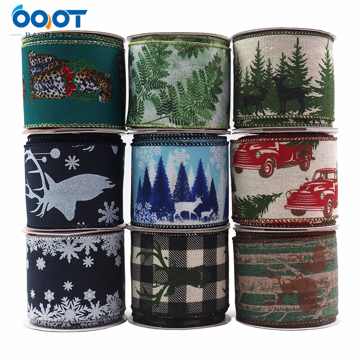 

5Yards/Roll Lron Wire Edge Imitation Hemp Tacks With M-21716-1083,63MM Christmas Theme Party DIY Decoration Ribbons