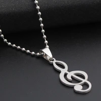 gift stainless steel clef music note symbol pendant chain necklace logo musical emblem talisman charm notation sign jewelry gift