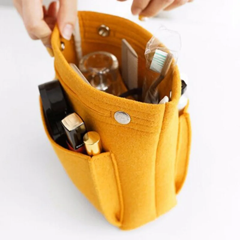 

Organizer Insert Bag Women Felt Travel Insert Organizer Handbag Purse Large Liner Lady Makeup Cosmetic Bag Cheap Female Tote