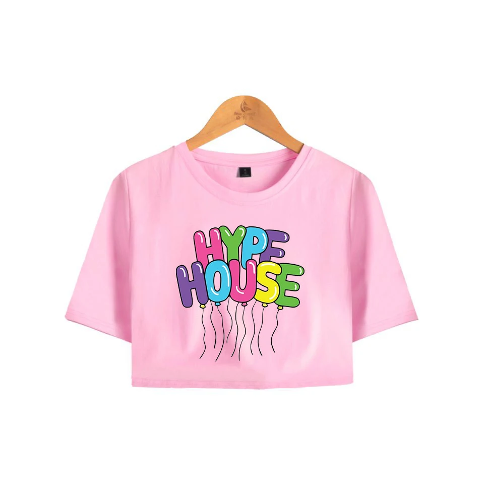 Футболка Hype House с открытым пупком женская футболка круглым вырезом и принтом Chase Hudson повседневная короткая