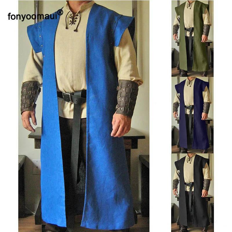 Средневековые воины рыцарь Винтаж плащ костюм для взрослых мужчин осень длинный
