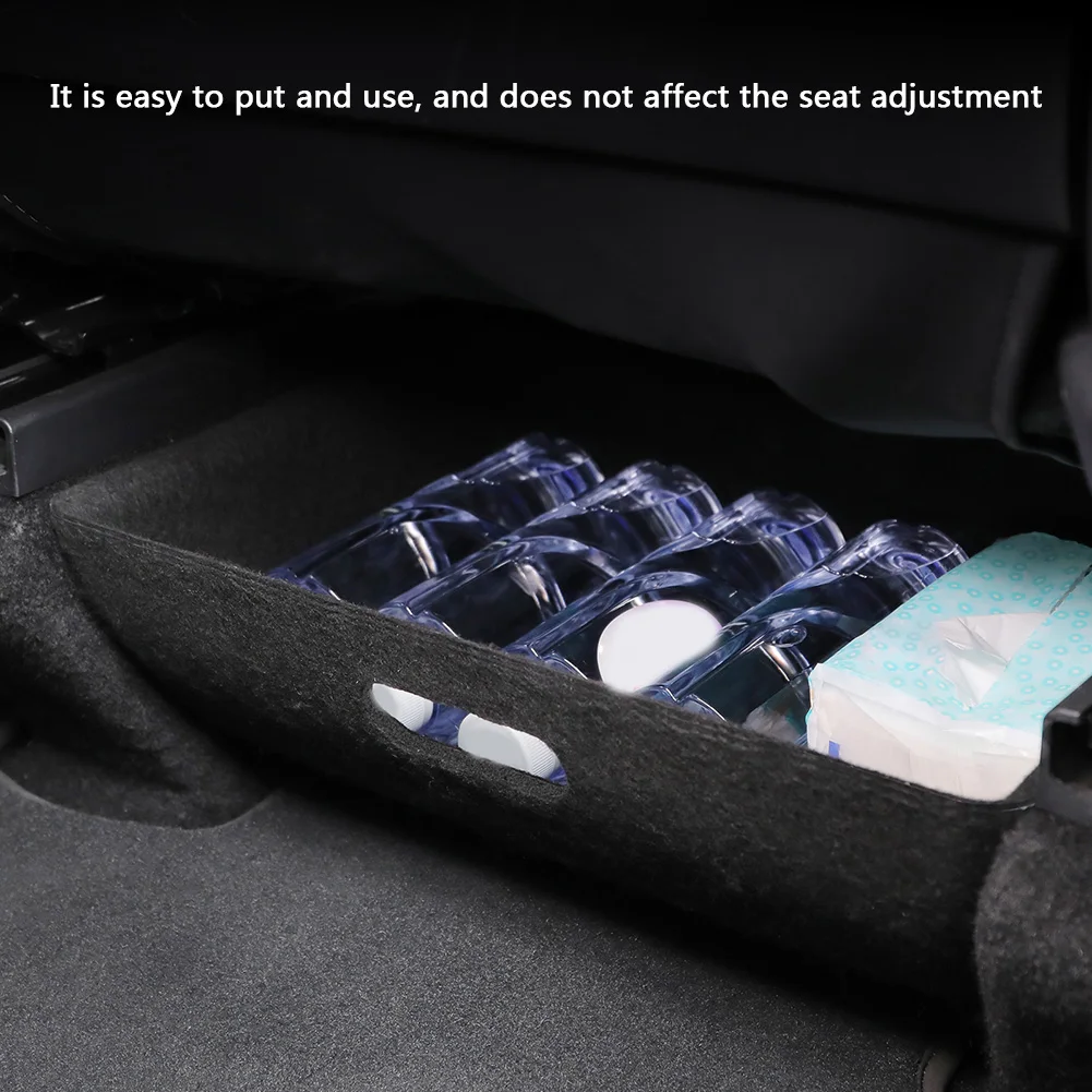 For Tesla Model Y 2021 Under Seat Storage Box High Capacity Organizer Case Felt Cloth Drawer Holder Auto Interior Accessories | Автомобили