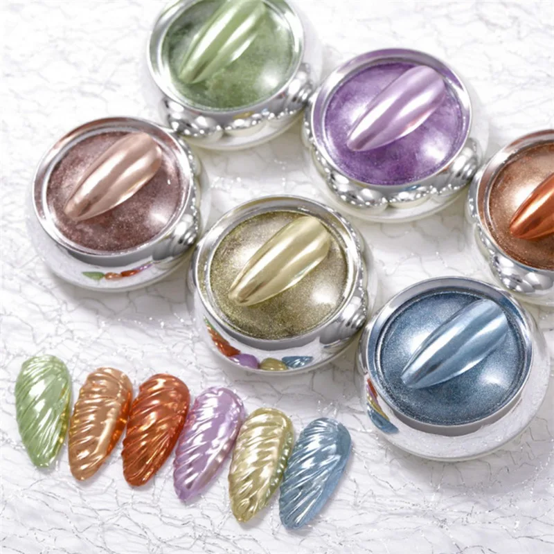 Пигмент для дизайна ногтей порошок зеркальный блестящий металлический цвет УФ