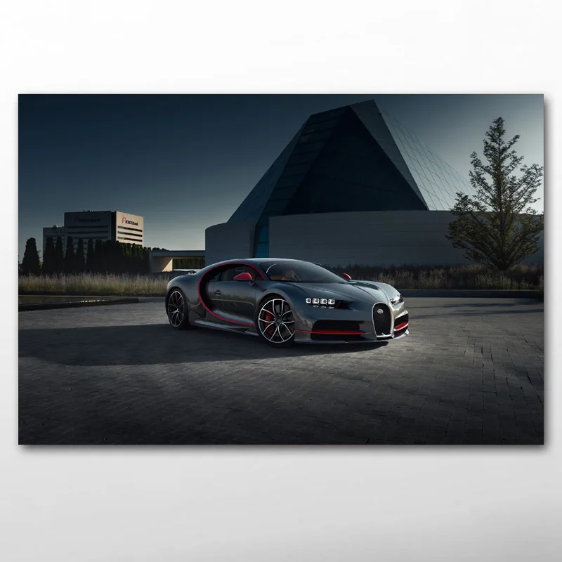 Декоративные картины Bugatti Chiron черный автомобиль спортивный суперкар Плакаты Wall