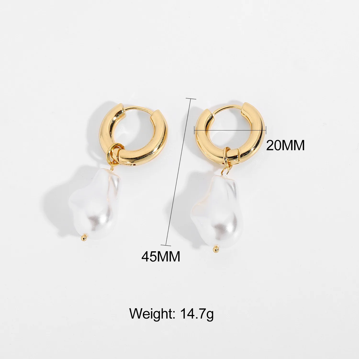 

Circle Earrings Vintage High Imitation Baroque Pearl Earrings Gold Circle Earclip Women Hypoallergenic Jewelry Earrings Gold