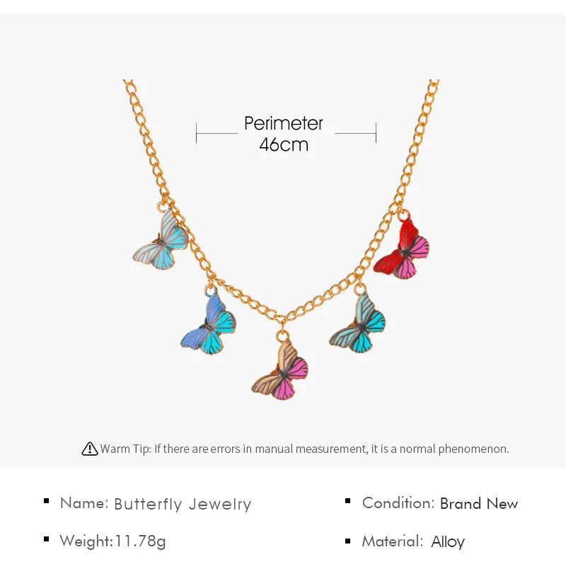 

Sailing Rain Female Insect Coloful Butterfly Choker Necklace Women Jewelry Family Lady Girls Bohemia necklace Gift Whoesale