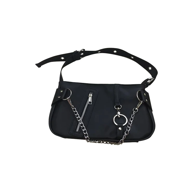 

Designer Shoulder Bag Sports Bag Underarm Bag for Women 2021New Fashion Nylon Trend Punk Metal Chain Handbag Baguette Bag Female