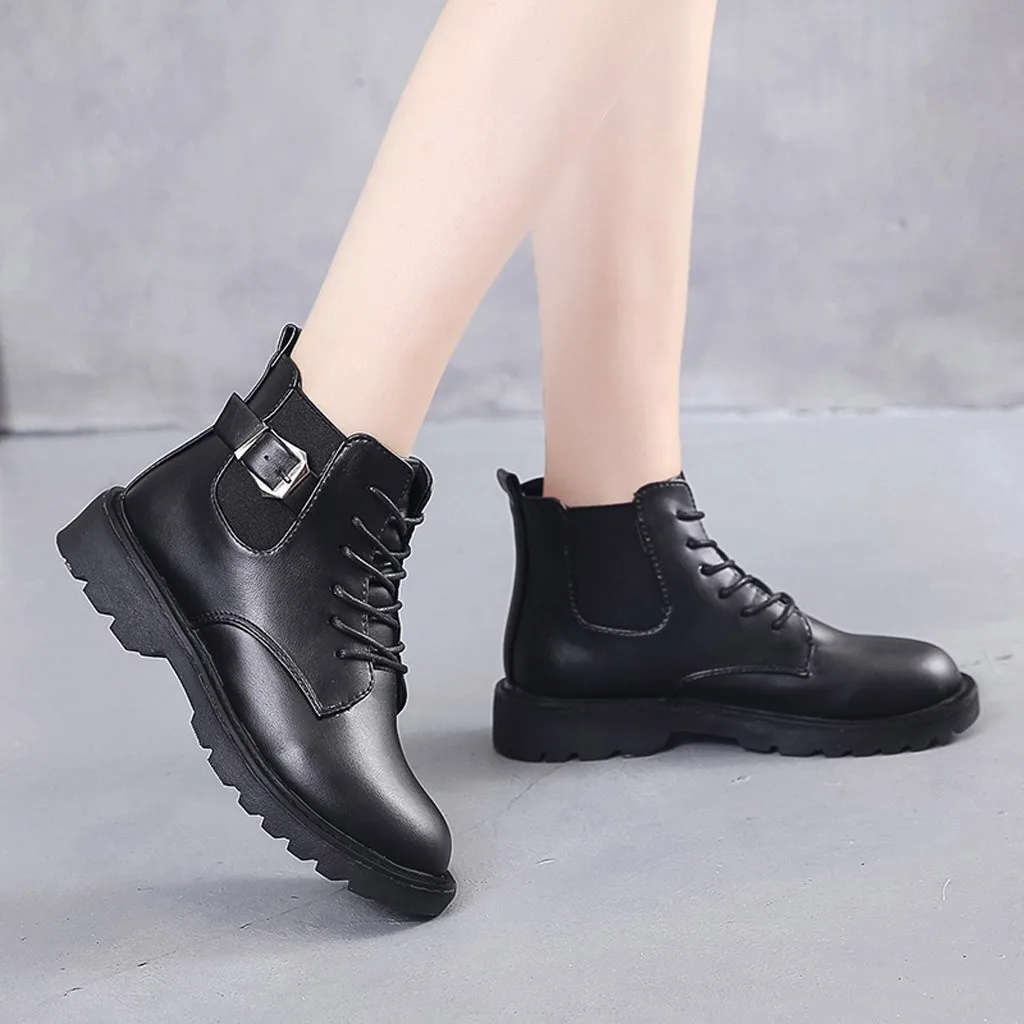

Women ankle boots autumn women shoes Four seasons British wind women round bottom martin boots botas de mujer plus size 35-40