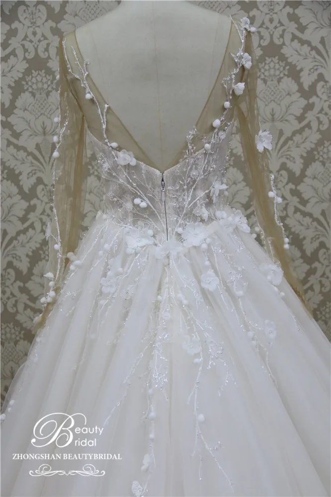 Свадебное платье со шлейфом и кружевной аппликацией 100% реальные фотографии