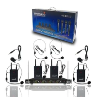 professional wireless microphone system 4ch vhf headset lavalier in ear bodypack microphone stage karaoke church mic smv 4000b