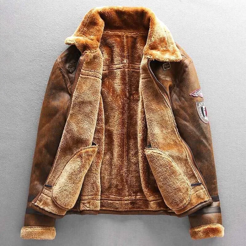 

suede Jacket Men Winter Jackets and Coats Thickening Wool Windbreak Waterproof Warm Skin Lamb Fur Trench Coat Plus Size 3XL