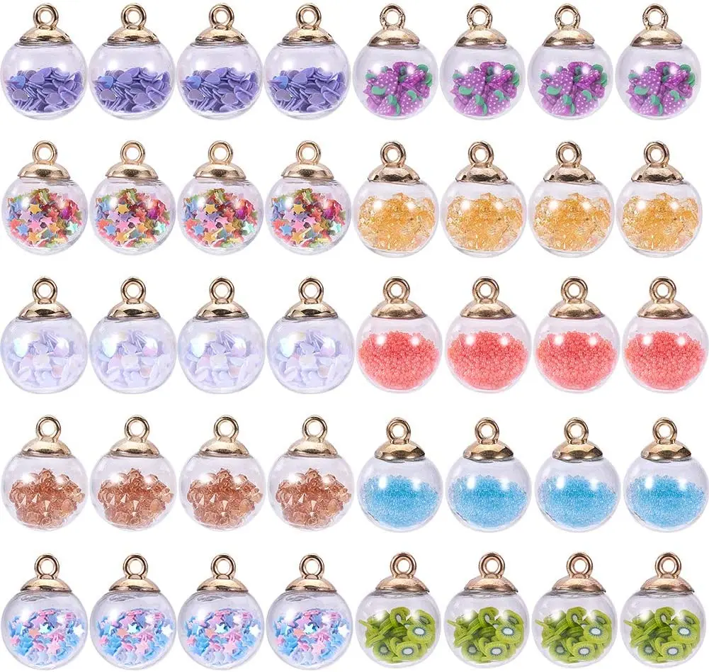 

Круглые Стеклянные Подвески Стразы, 1 коробка из 40 штук, 10, 16 мм, пластиковые аксессуары, серьги, ожерелья, изготовление ювелирных изделий сво...