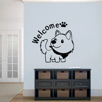 welcome wall decals dog cute animals pets shop living room nursery home decor art door window vinyl stickers words mural q405