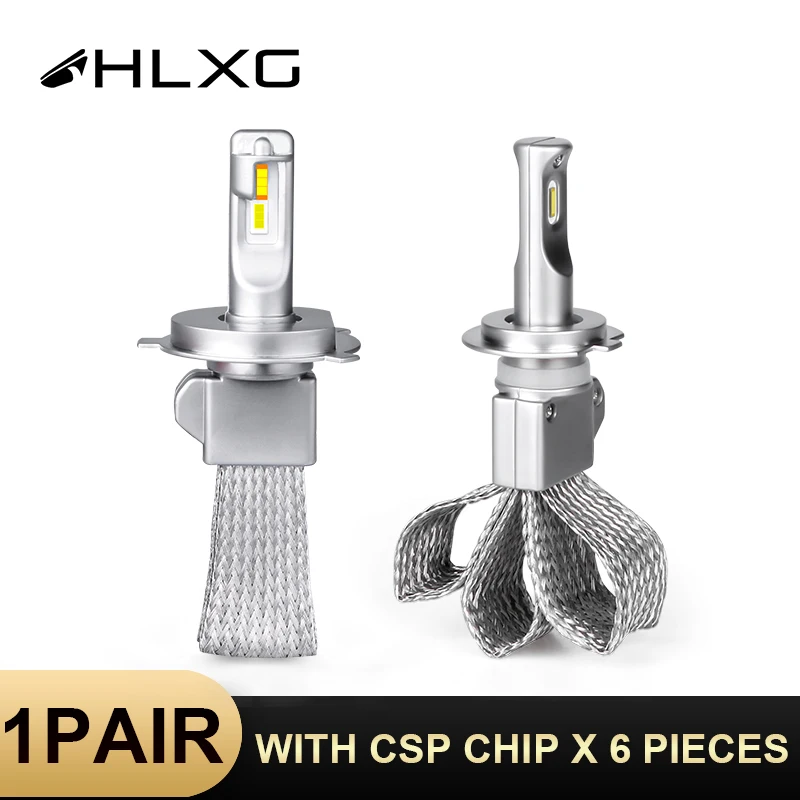 HLXG H7 светодиодные H4 Автомобильные фары CSP безвентиляторные 9005 HB4 H11