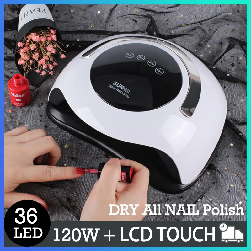 

SUN BQ5T LED UV Lamp Auto 120W Nail Lamp High Quality Touch Button Nail Gel Dryer Lamp Quick Dry Professional Manicure Lamp