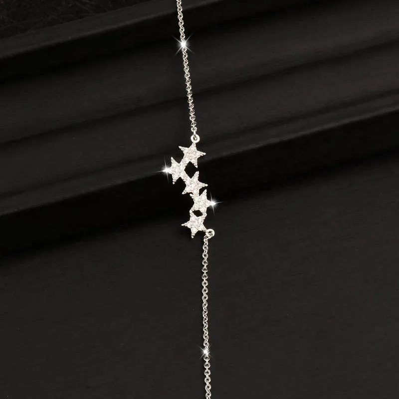 Женский браслет с кристаллами и звездами SINLEERY очаровательный микрозакрепкой