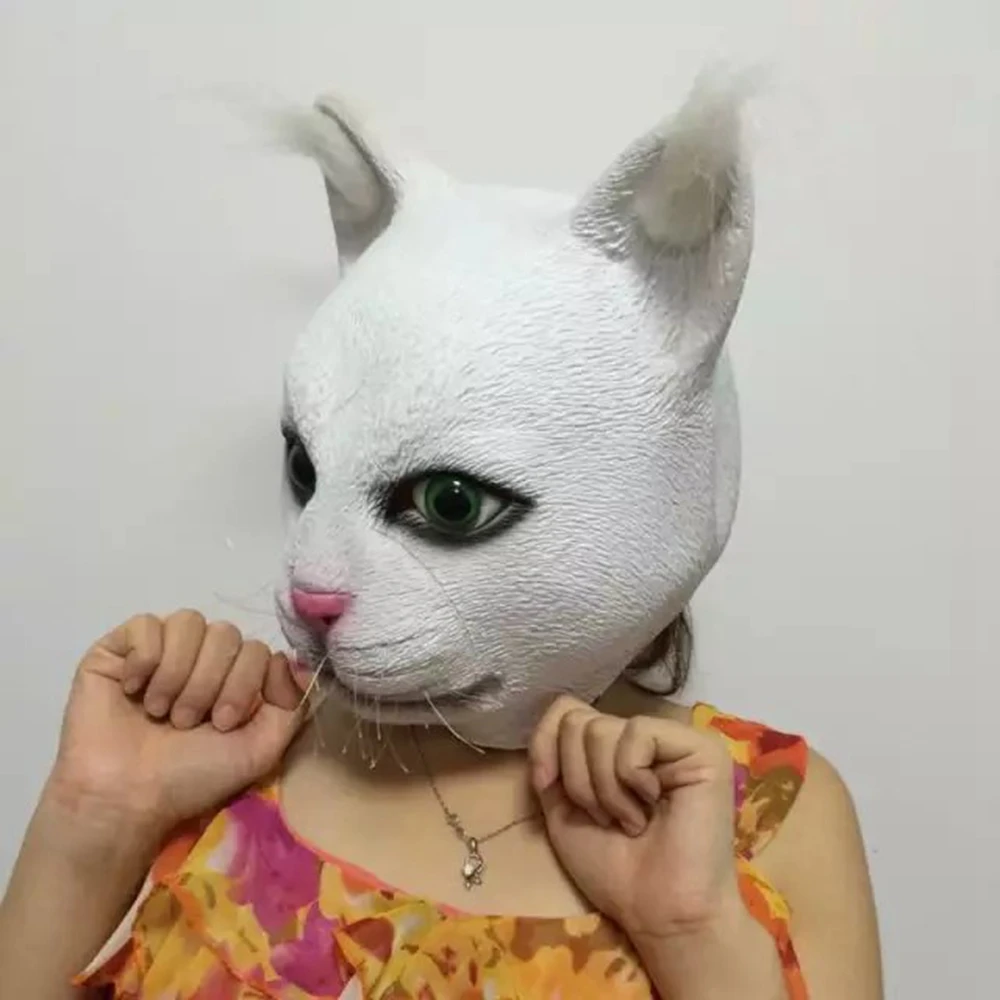 Molezu Хэллоуин симпатичная Реалистичная латексная маска кошка взрослая