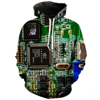 men and women electronic circuit board hoodie long sleeve electronic circuit green board chip circuit close up component compute