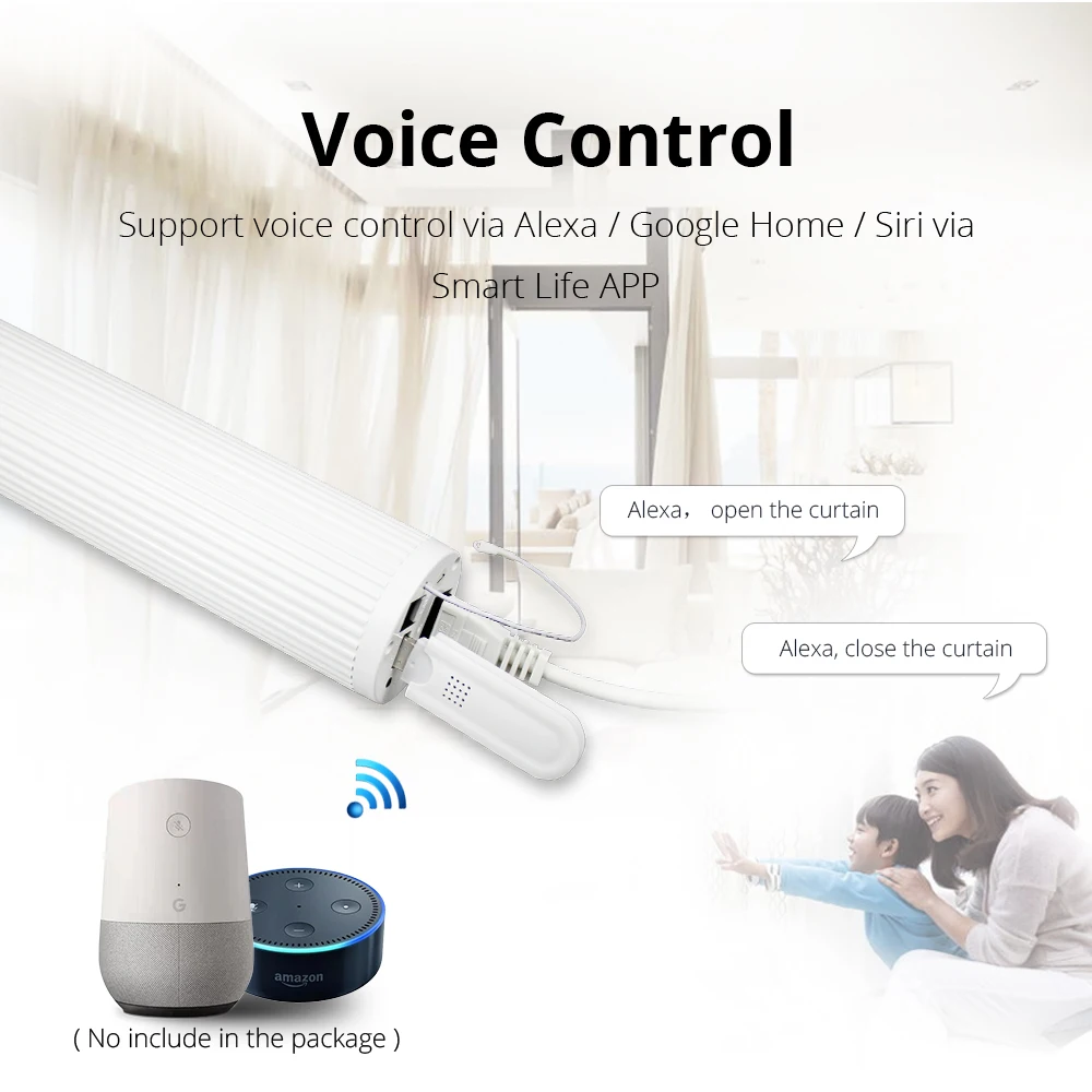 Электрический мотор-занавес Zemismart с треком, Alexa Echo, Google Home Control через tuya App Таймер Broadlink RF433
