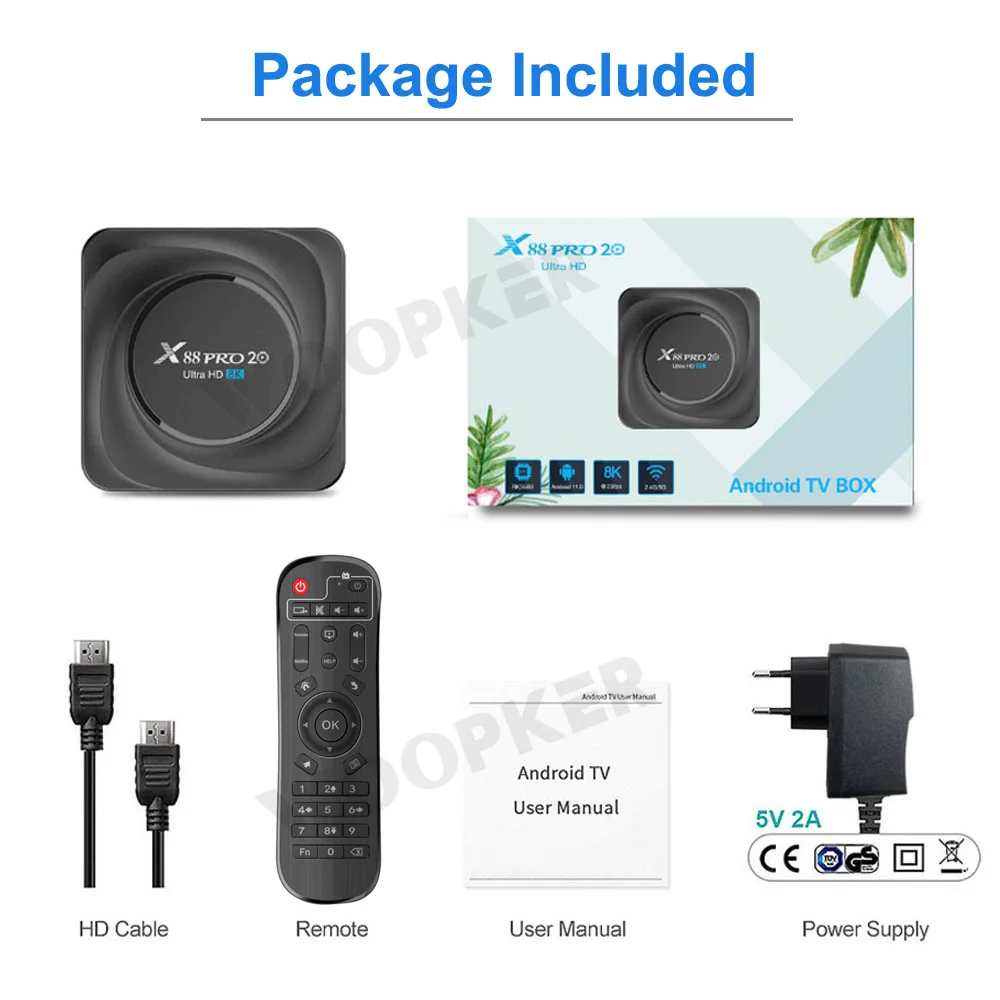 Приставка Смарт-ТВ RK3356 2021 дюйма Android 11 0 двойной Wi-Fi 2 4G/телефон 4 ГБ 8 32 64 128 8K X88 Pro 20