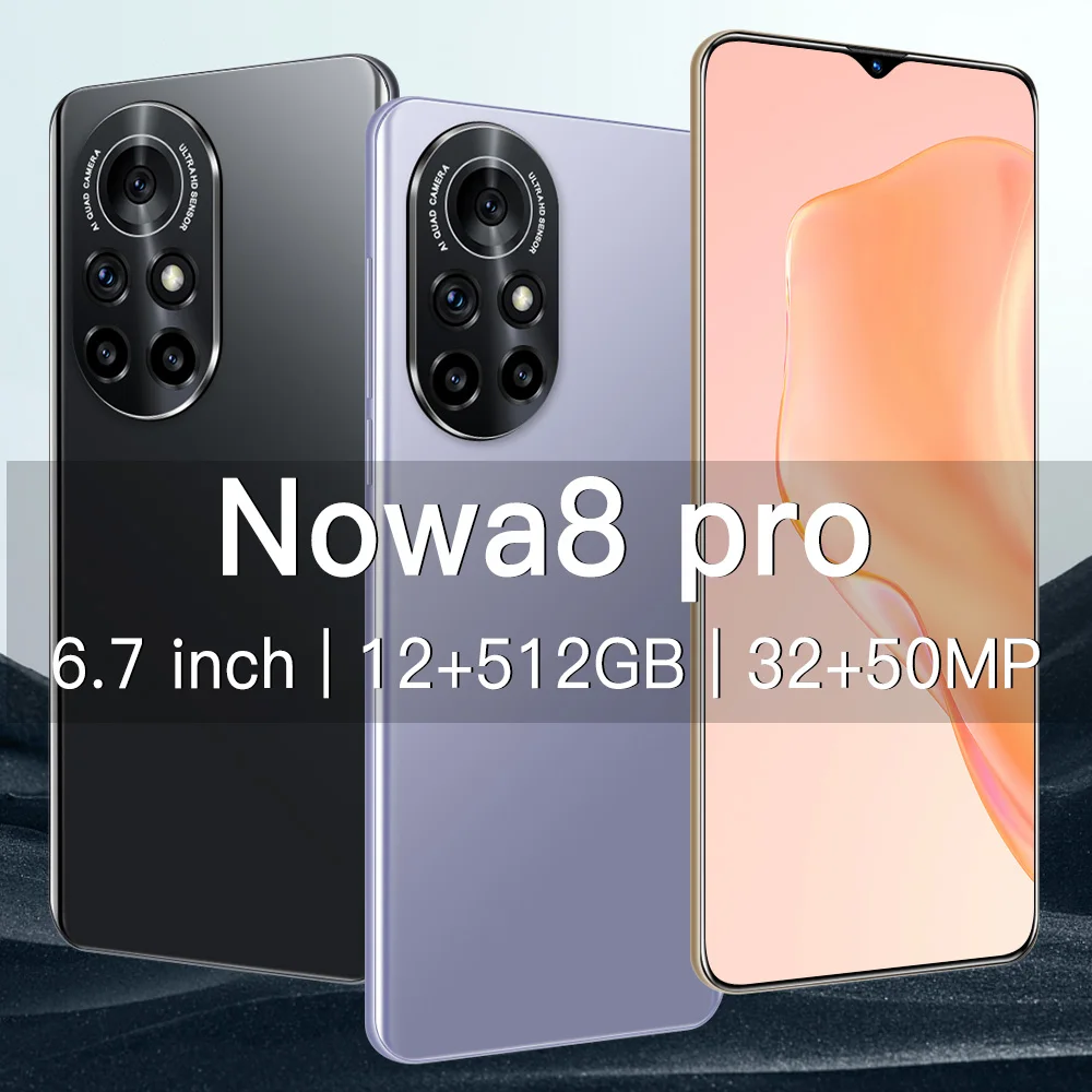

Global Version Smartphon Nova 8 Pro 12GB+512GB 32MP+50MP Camera 6.7 Inch Full Screen Smartphone Cell Phone Fast Shipping Phone