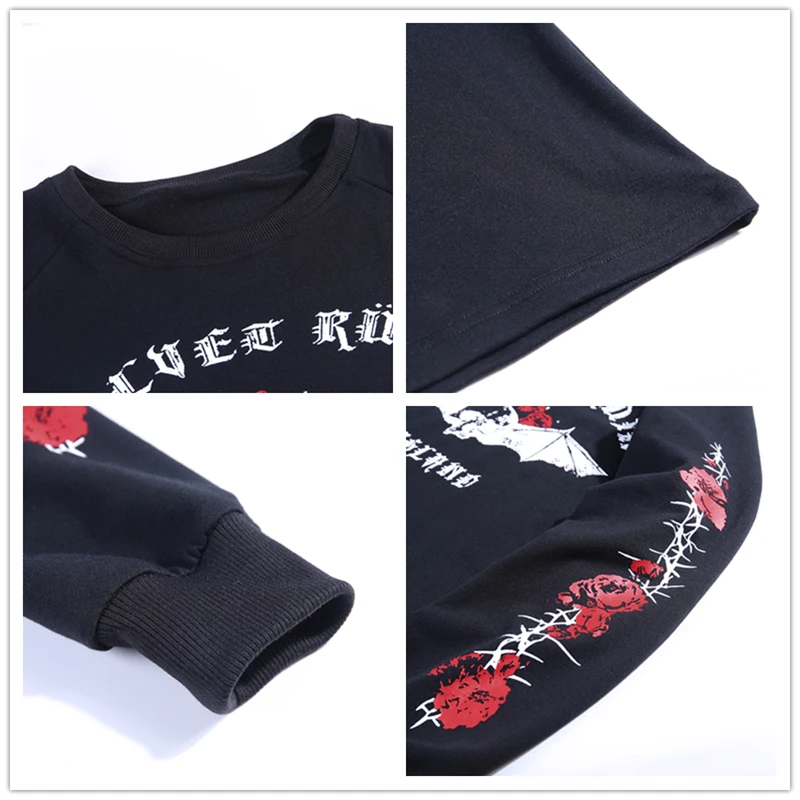 Imily Bela толстовка женская Повседневная готическая Черная с длинным рукавом О