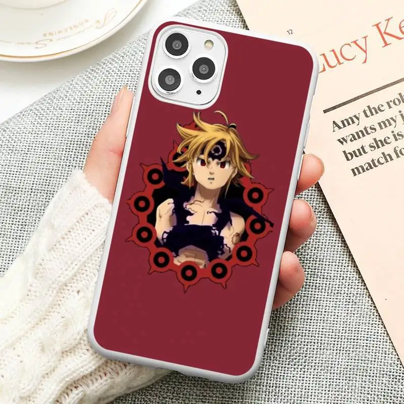 

Anime The Seven Deadly Sins logo Phone Case Candy Color White for iPhone12 11 pro XS MAX 8 7 Plus X SE 2020 XR