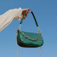 crocodile pattern small crossbody bags for women pu leather ladies chain shoulder bag female mini baguette handbags clutch purse