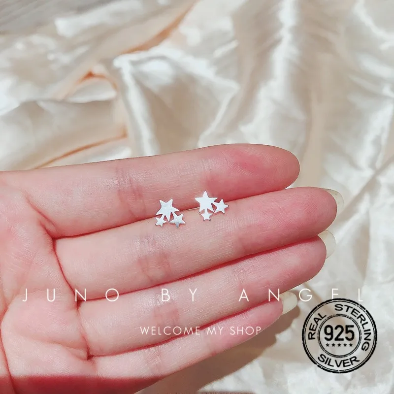 

S925 Silver Earrings For Women Stars Pendant Korea Simple Temperament Fashion Retro Design Girlfriend Gifts Lady Jewelry INEFFA