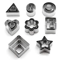 24pcs stainless steel christmas cookie cutter biscuit cookie mold square flower star heart fondant stamp cookie decorating tools