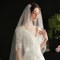 slbridal lace edge wedding veils with comb white bridal veils wedding accessories for bride mariage women
