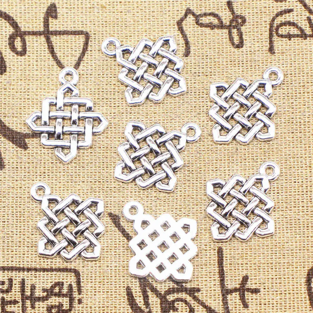 

Charm Pendant 22x25mm Chinese Knot Charms Antique Silver Color 10pcs