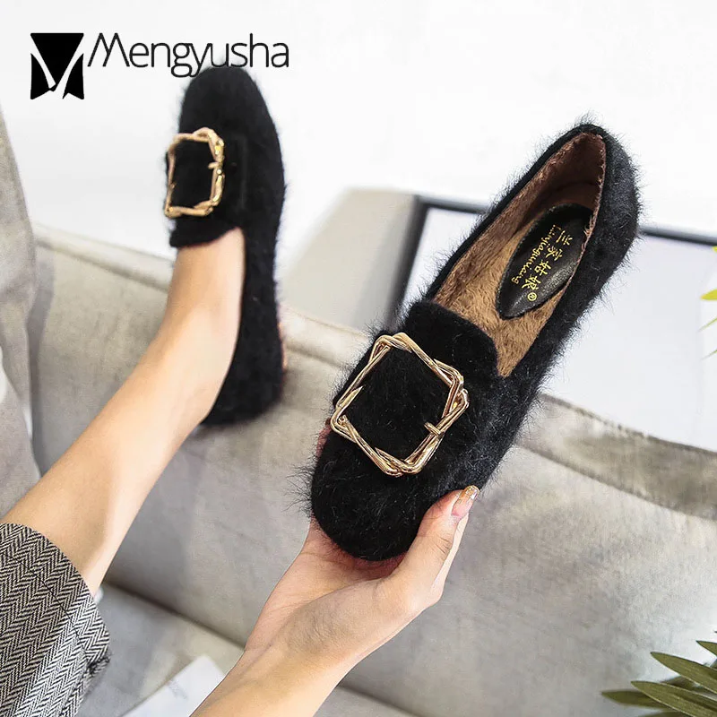 Женские меховые мокасины на плоской подошве брендовые дизайнерские туфли из
