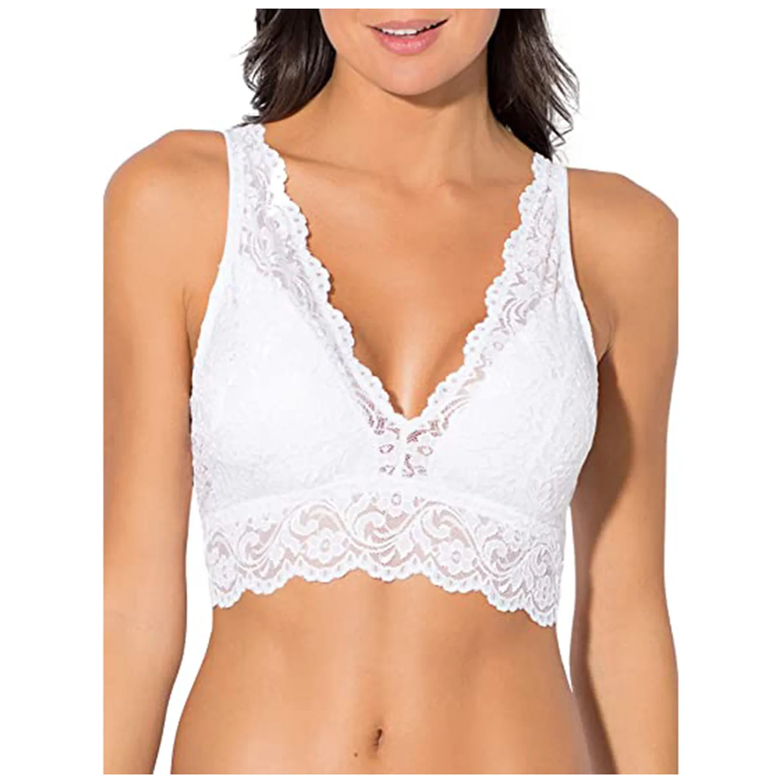 

Sexy underwear Lingerie Women Lace Solid Vest Crop Wire Free Bra Lingerie Sexy V-Neck Underwear femme #3