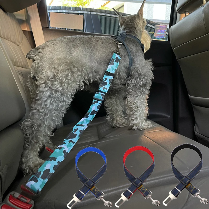 Adjustable Puppy Dog Car Seat Belts Nylon Pet Vehicle Seatbelt Lead for Dogs Pets Supplies Safety Lever Auto Traction Products
