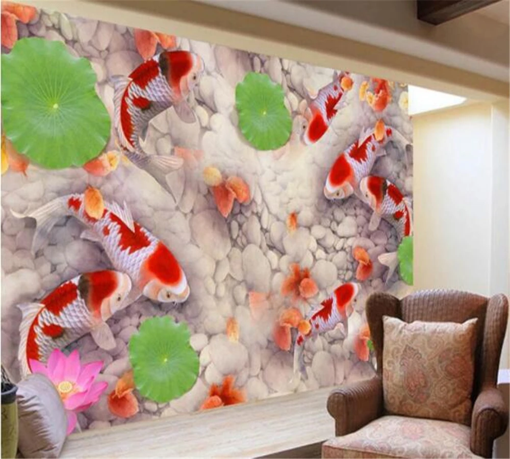 

3D-обои beibehang любого размера на заказ, Настенные обои для гостиной, спальни, дивана, карпа, фона для телевизора, украшения дома