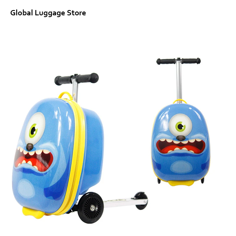 Дети скутер чемодан на колесах скейтборд путешествия багажные сумки с колесами