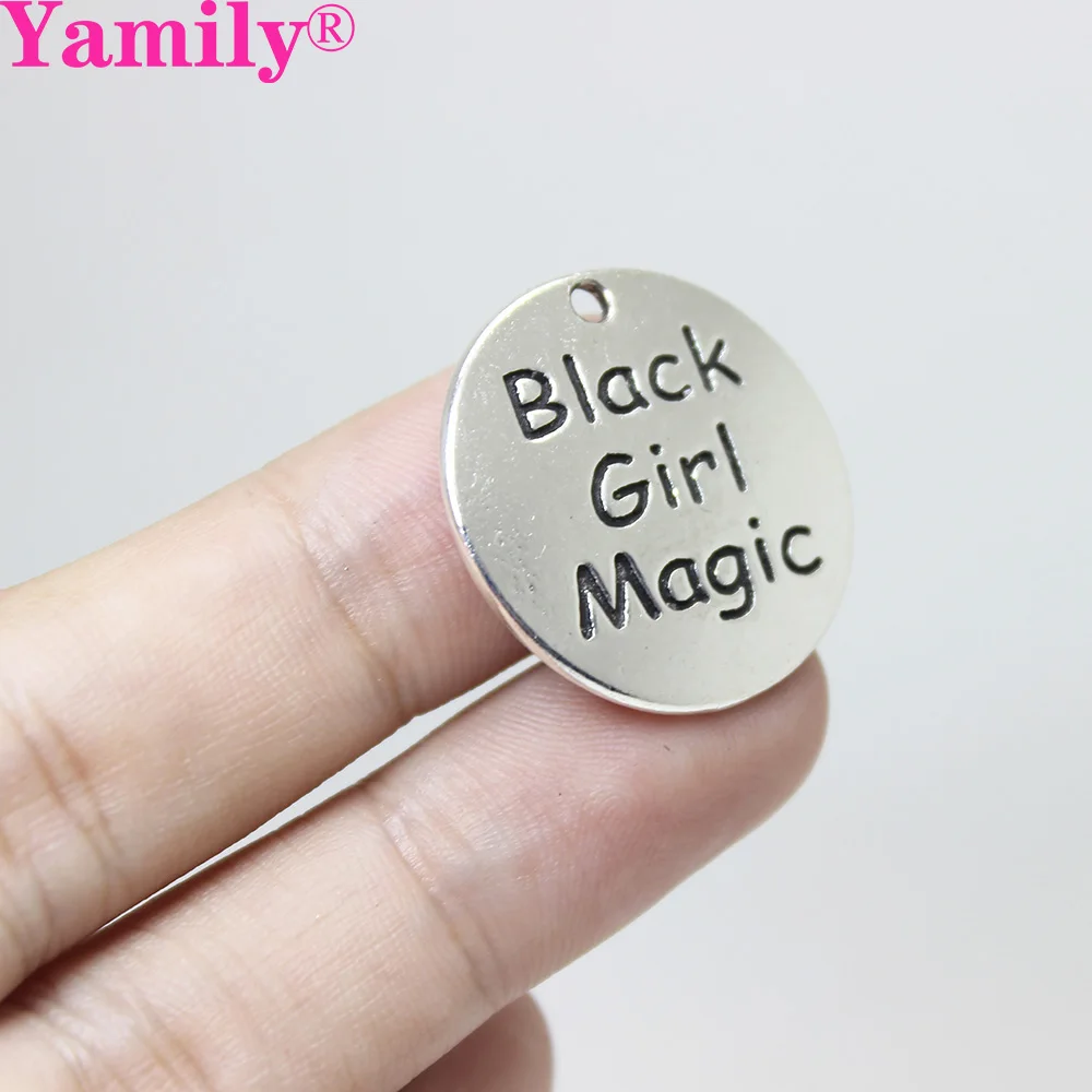 Yamily 10 шт/22 мм Античные тибетские посеребренные с буквенным принтом черные