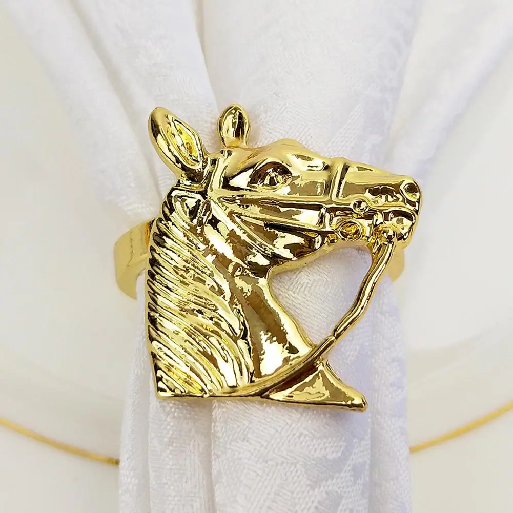 Кольцо для салфеток в форме головы лошади Золотое кольцо из сплава Западный