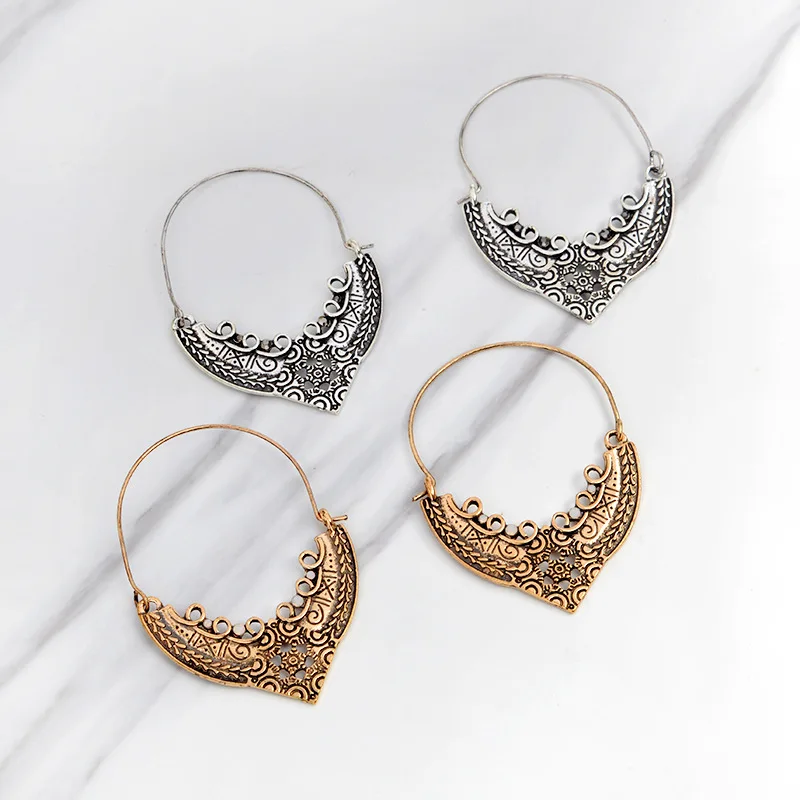 Высококачественное гротескное прилегающее к полые старинные круглые серьги с