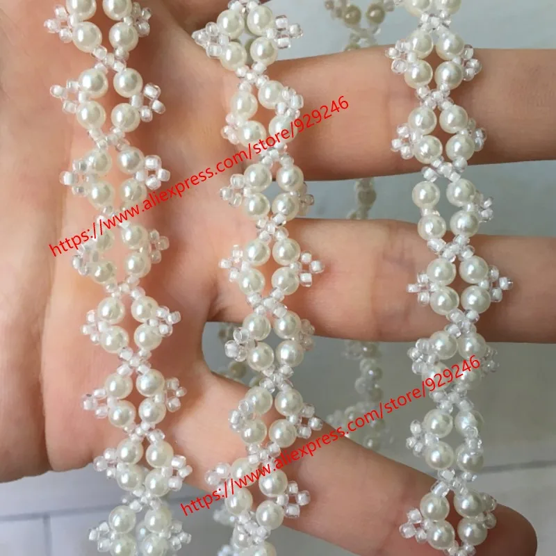 

Fancy pearl beaded trims for garments dress accessory DIY bridal hair-dress bracelet supply hand-sewed pearl lace ornaments