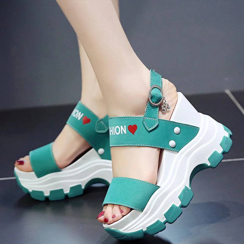 

Women's Sandals Summer Super High Heels Wedges Female Platform Shoes Girls Thick Bottom Buckle Strap Ladies Sandals 2021 Fashion