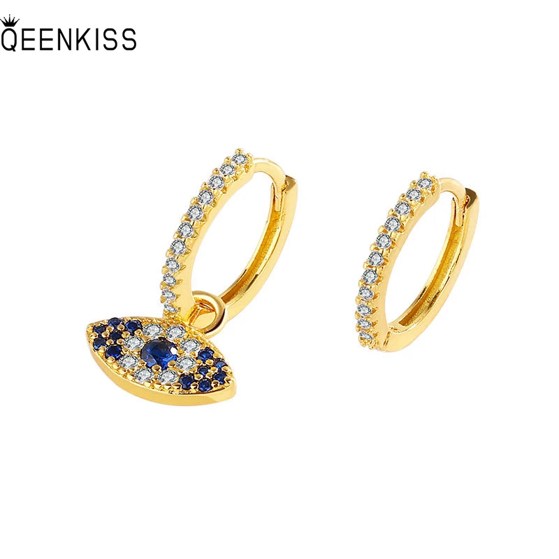 

QEENKISS EG6141Jewelry Wholesale Fashion Woman Girl Birthday Wedding Gift Demon Eye AAA Zircon18KT Gold White Gold Drop Earrings