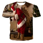 Футболка мужская повседневная с 3D рисунком тыквы и фонаря, футболка в стиле унисекс для рождественского праздника, Детская футболка с принтом Санты